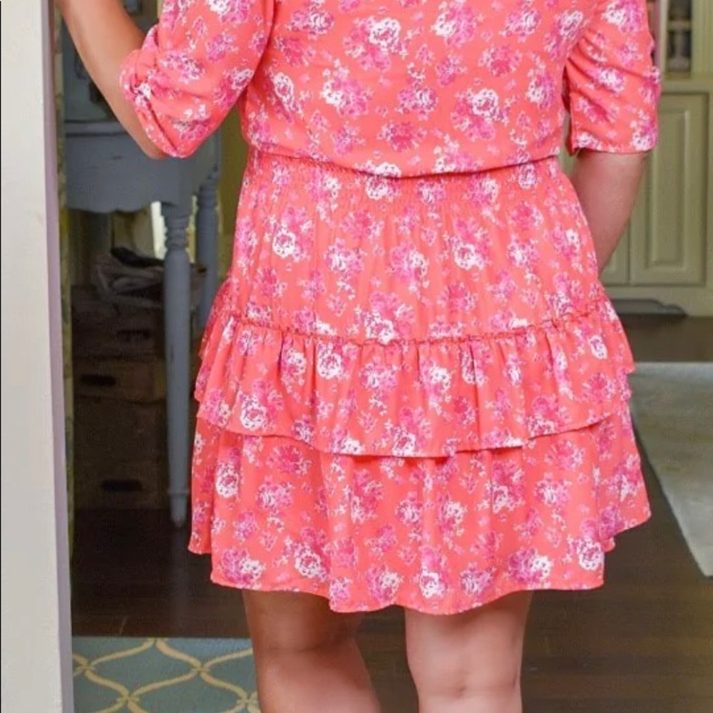 Orange / peach floral dress 2X 18/20 NEW - Picture 2 of 4